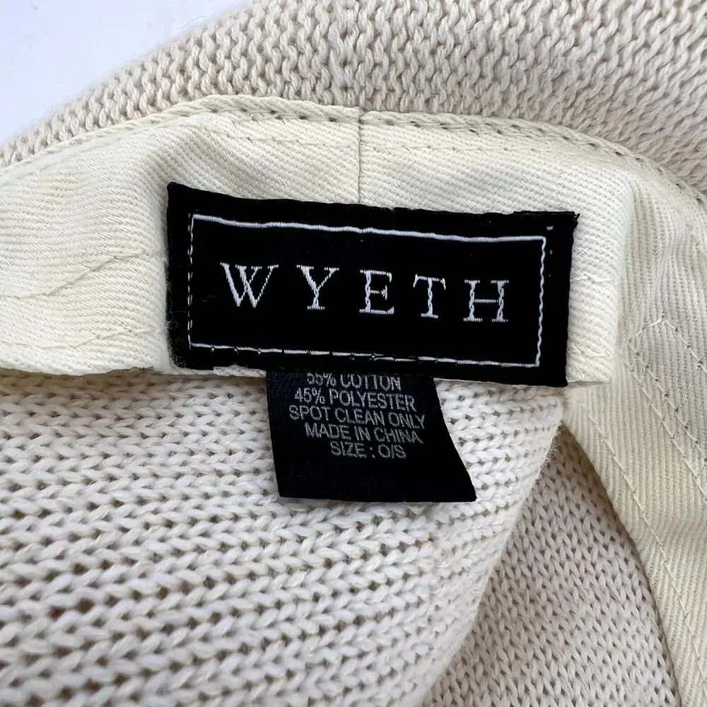 Wyeth Evie Mesh Hat Crochet Knit Cream Packable One Size Sun Hat